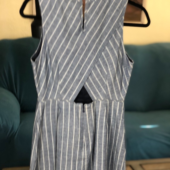 J. Crew Cross Back Chevron Striped Denim Dress - Picture 2 of 5